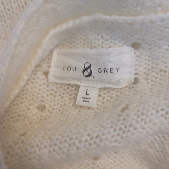 Lou & Grey Acrylic/Nylon/Wool/Alpaca Cream Waterfall Front Cardigan Women L - Picture 4 of 5